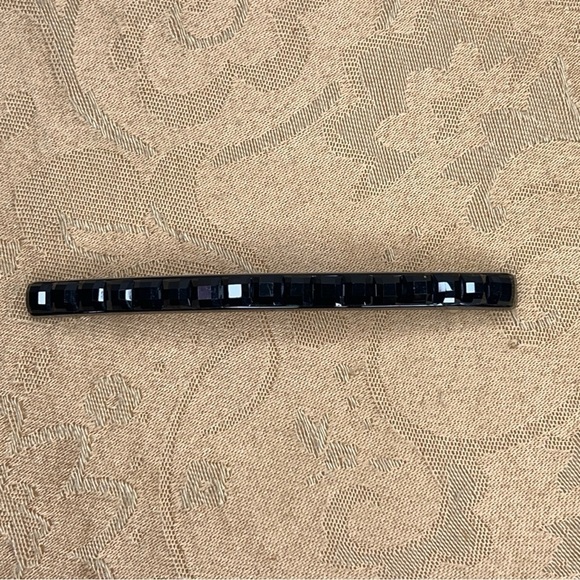 BLACK GEM HAIR CLIP SILVER EVENT PARTY GLAM COCKTAIL CLIP PARIS - Picture 4 of 7